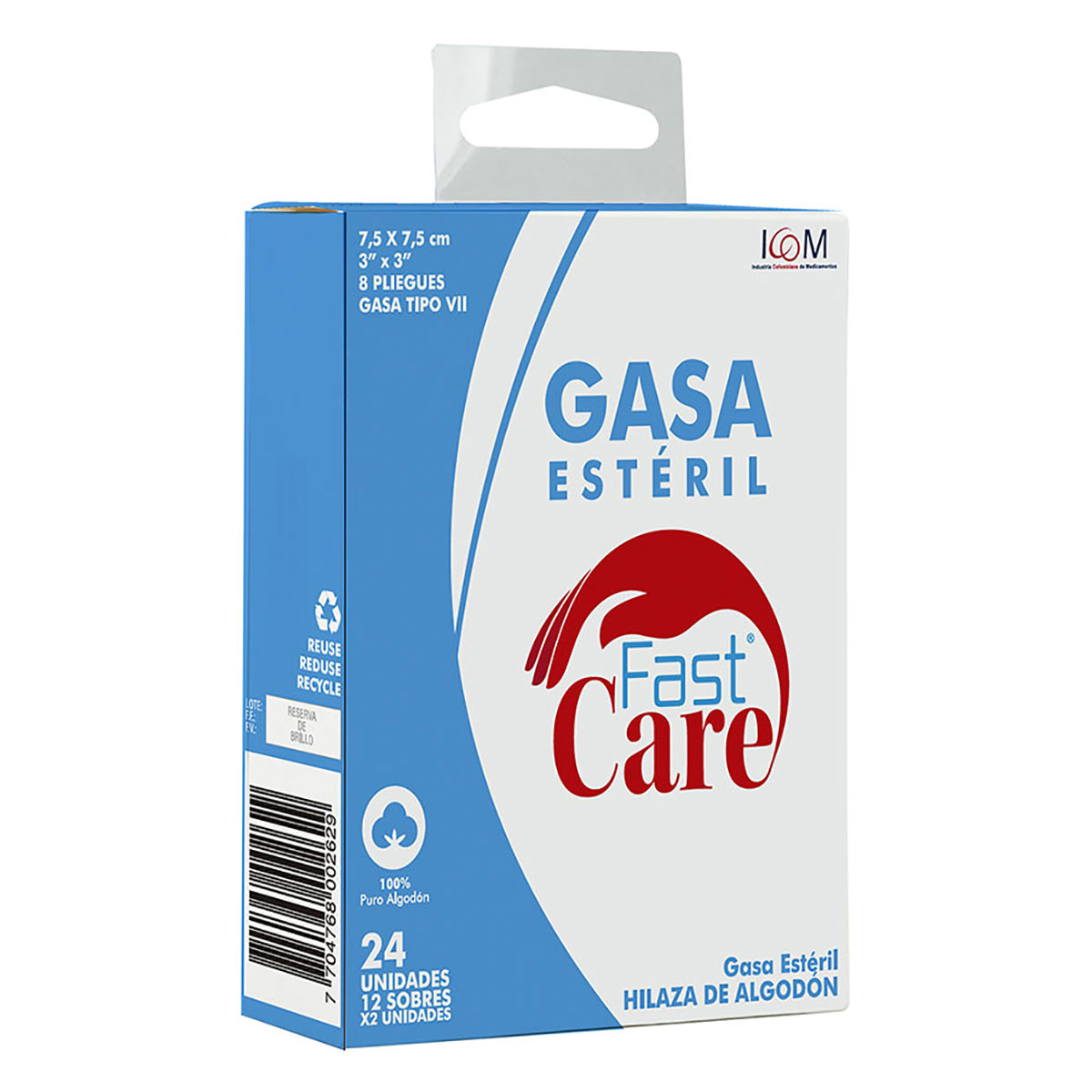 GASA FAST CARE ESTERIL 3X3 YD 12SBS ICOM