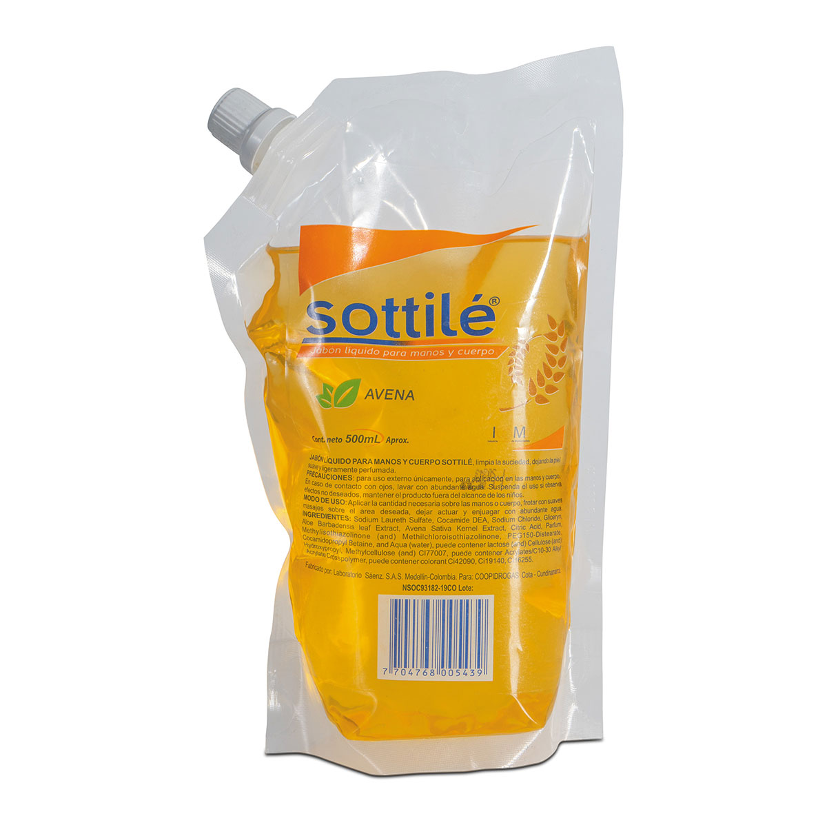 JABON LIQ.SOTTILE AVENA DOYPACK 500ML