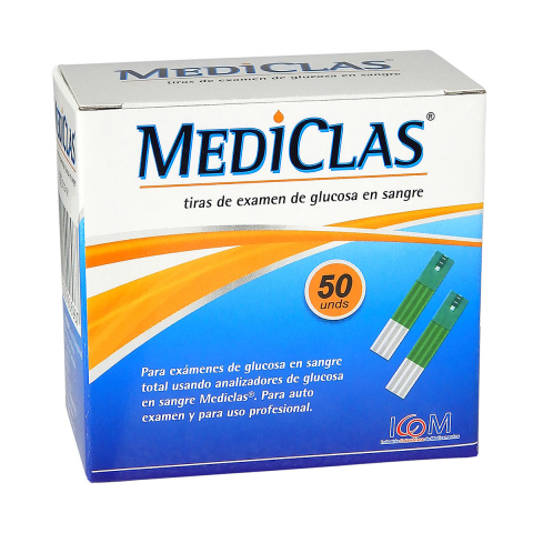 TIRAS REACTIV GLUCOMETRO MEDICLAS 50UND